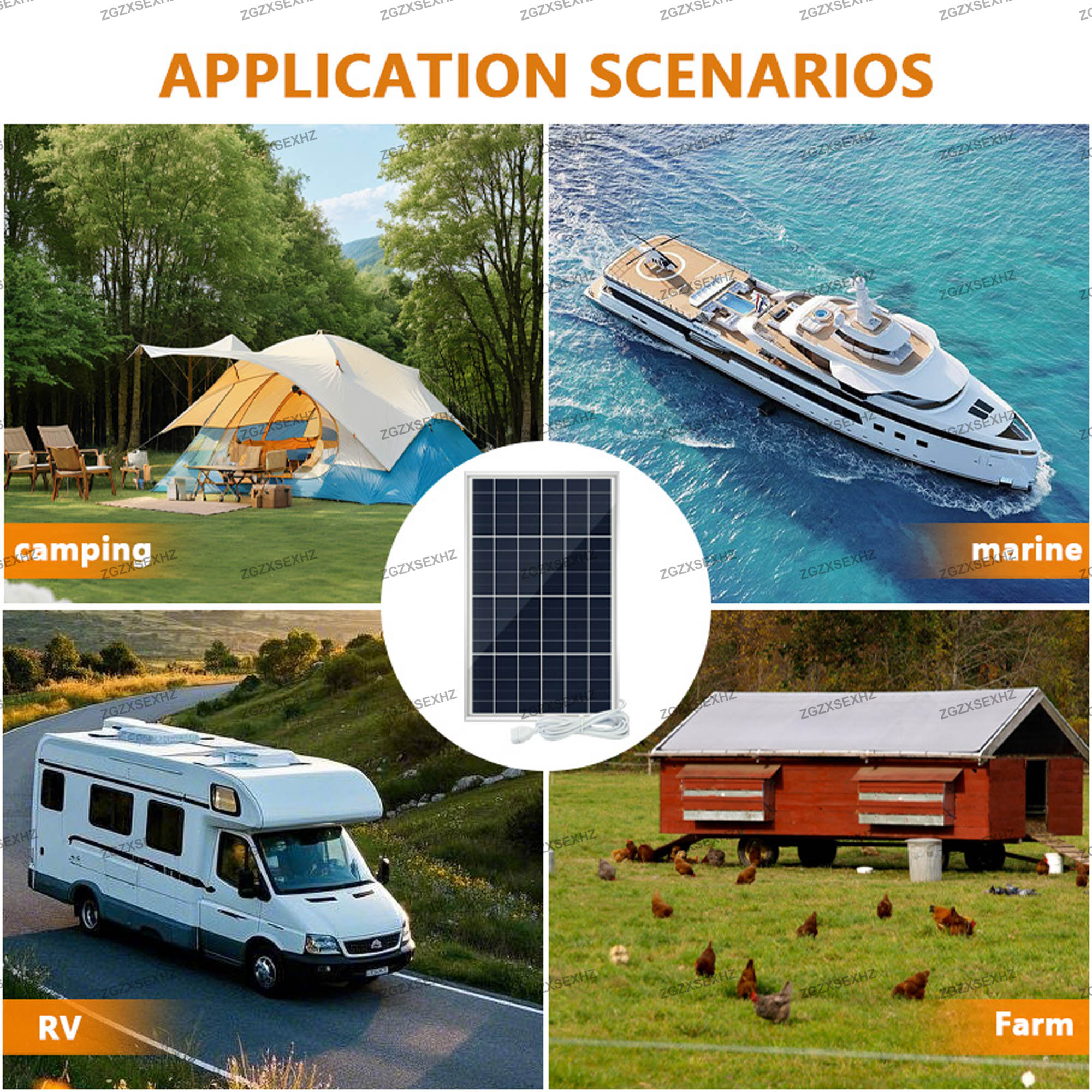 10w bærbare solcellepanelladere til utendørs campingtelefoner solcellebatterilader med 4 -i- 1 usb-havn til telefoner til bobil og båt