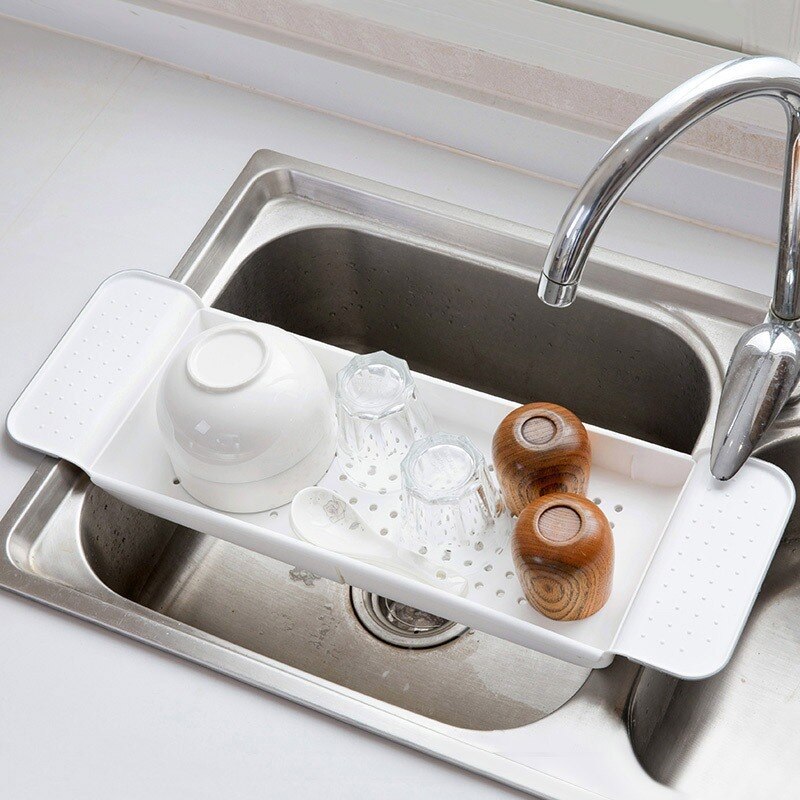 Miljøbeskyttelse plast badekar toilet opbevaringshyldeplade teleskopisk afløb simpelt køkkenstativ