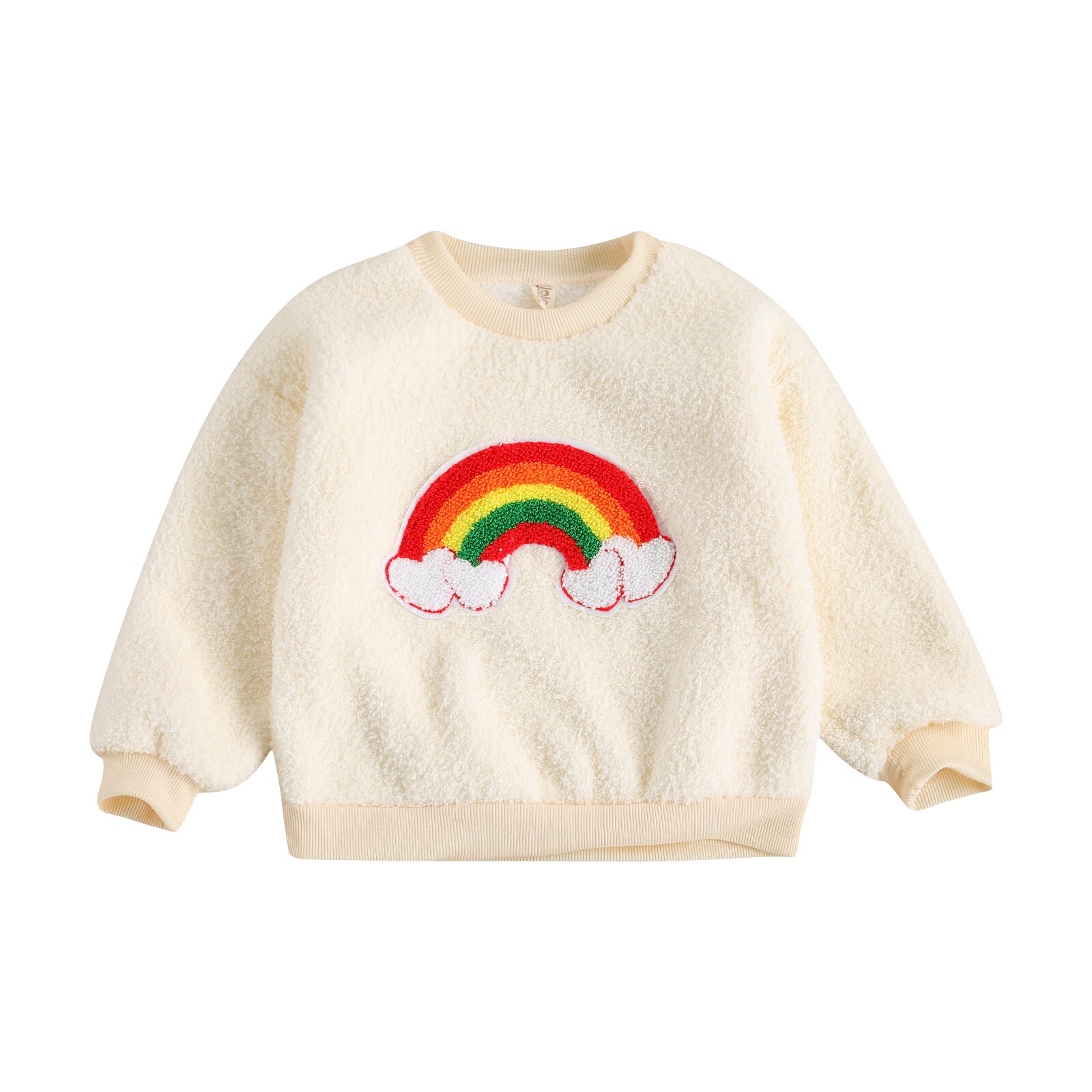 Suéter de otoño para niñas pequeñas de 0 a 3T, patrón de arco iris, estampado de princesa, Top de manga larga, disfraz informal de algodón para niños pequeños: Beige / 3T