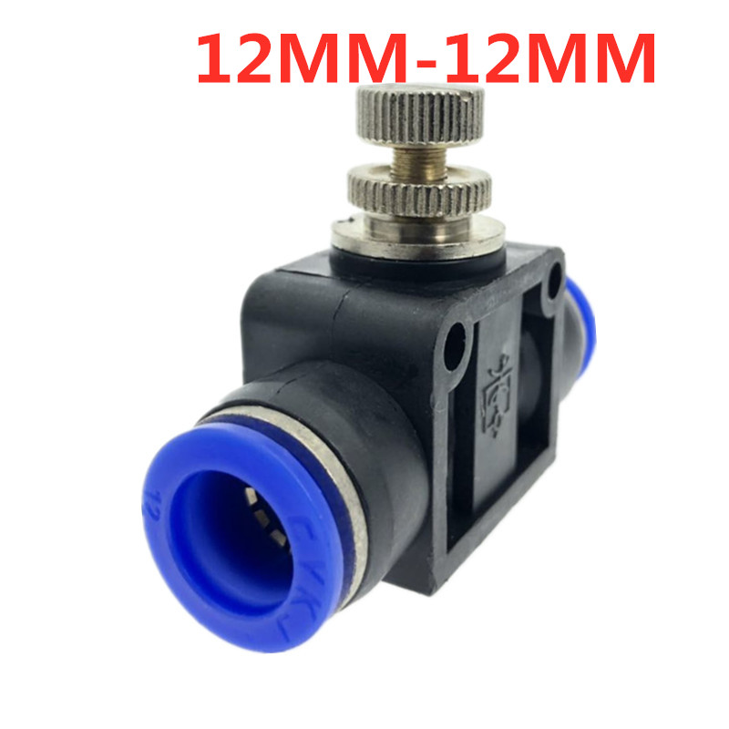 Pneumatic Airflow Regulator 4mm 6mm 8mm 10mm 12mm OD Hose Tube Gas Flow Adjust Valve Connector Fitting Air Speed Control Crane: black
