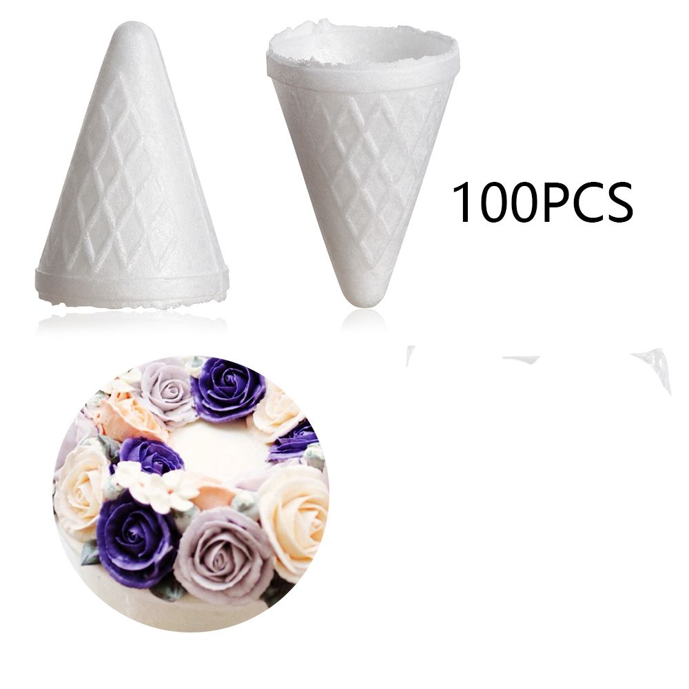 Ice Cream Cone Shape Piping Nozzles Rose Flower Dessert Cake Decorators Glutinous Kitchen Bakeware: White-100pcs