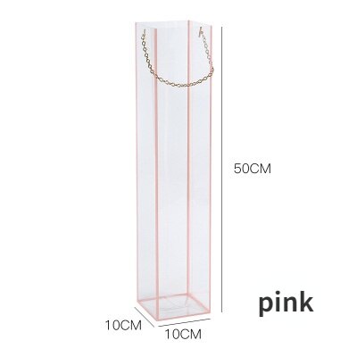 Hand-held transparent box Wedding decoration goddess Valentine's Day Mother's Day flower bouquet rose flower box: pink  1pcs