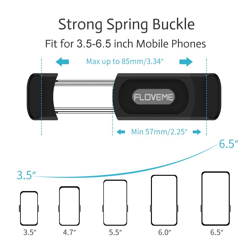 FLOVEME Mini Clip Car Phone Holder Stand 360 Rotation 6.5&quot; Outlet Air Vent Spring Clip Mount Bracket Car Holder For Phone In Car