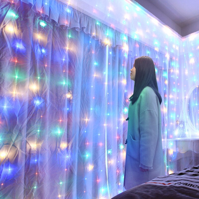 Guirnalda de guirnaldas de luces LED de 3m, lámpara de cortina con Control remoto, cadena de luces USB, adornos navideños para el hogar, dormitorio y ventana