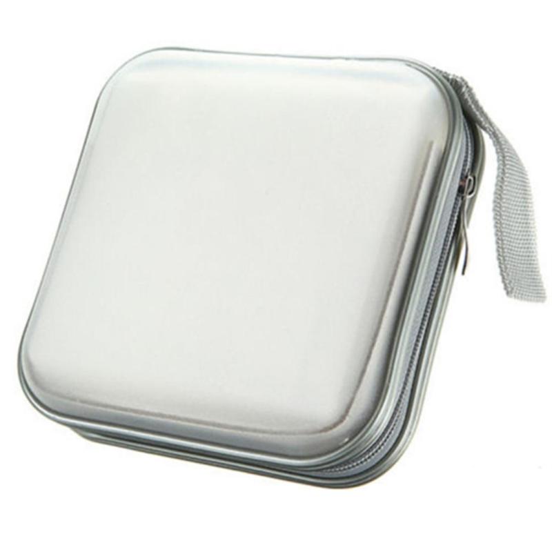 Boîte CD DVD sac de rangement étui de transport Portable 40 pièces capacité disque CD DVD portefeuille rangement organisateur étui titulaire: WHITE