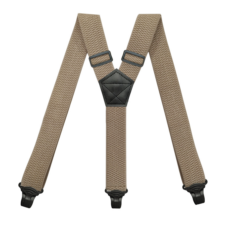 Robuste Hosenträger für Männer, Arbeit Ich bin Freien, 3,8 cm/1,5 Zoll, Y-Rücken, 3 Kunststoff-Clips, verstellbare elastische Hosenträger, Riemen, Gürtel: Beige