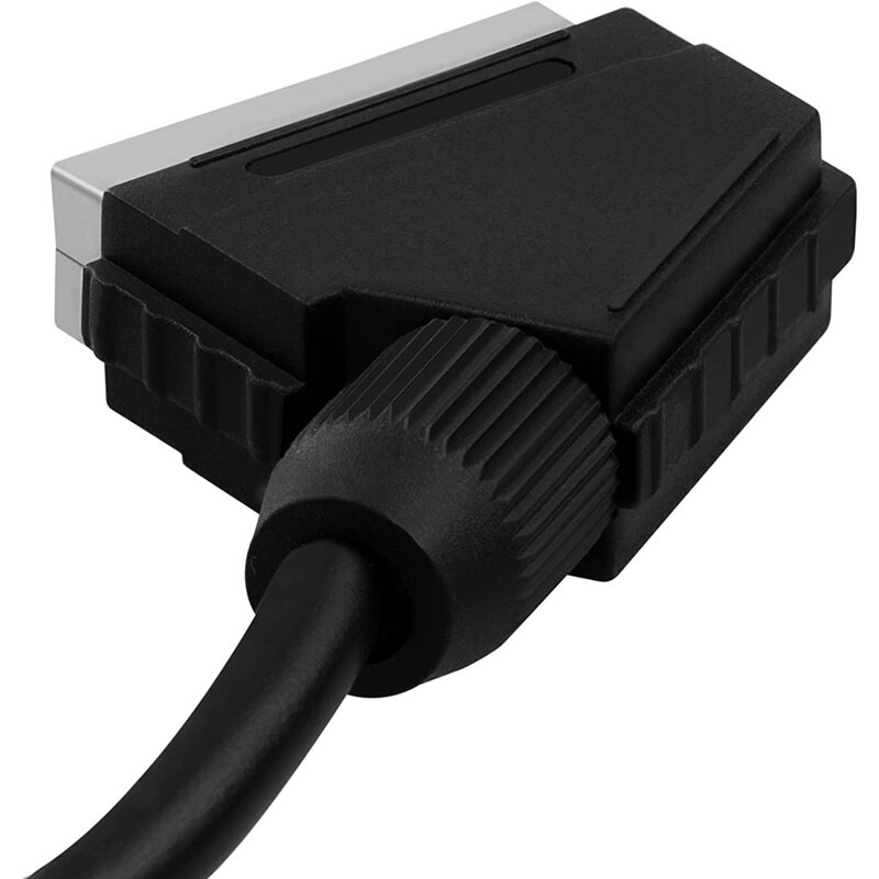 SCART Plug For TV, SCART Cable For TV And Decoder SCART Socket For TV Decoder 21 Pin With Flat Scart Socket, Black, 1.5M