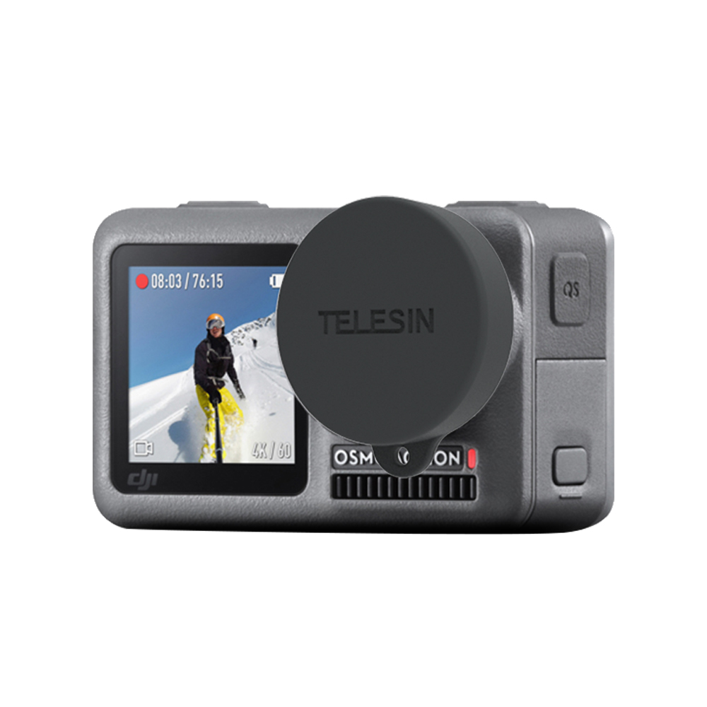 TELESIN Silicone Rubber Lens Cap Protector Black Cover For DJI Osmo Action Camera Accessories