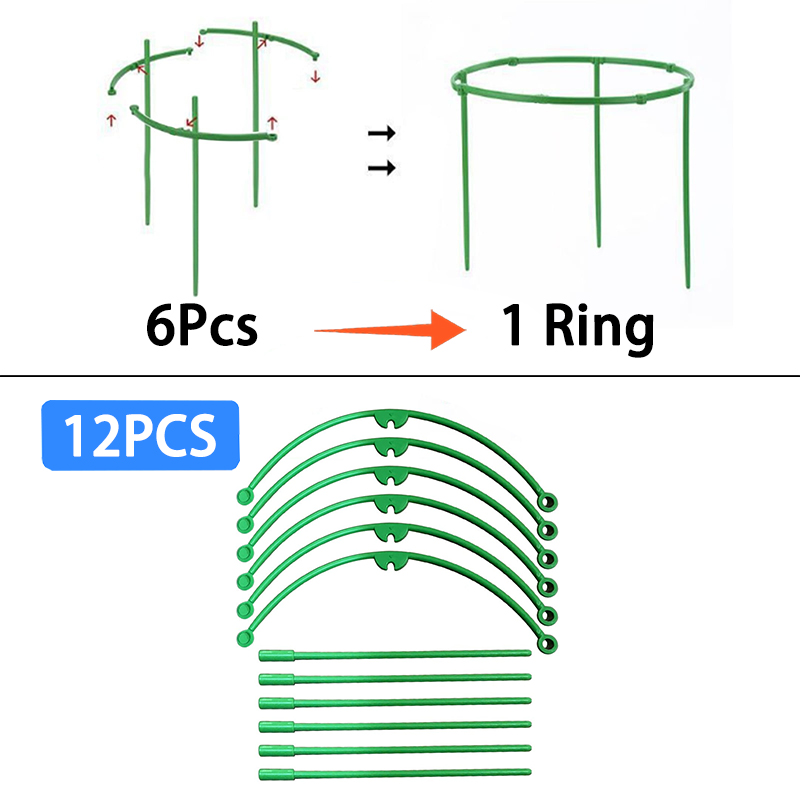 Piquets de Support pour plantes, treillis demi-cercle pour plantes en pot, bonsaï, Support de fleurs de vigne, Clips à tige fixe, outils de jardinage, 6 à 36 pièces: Marron