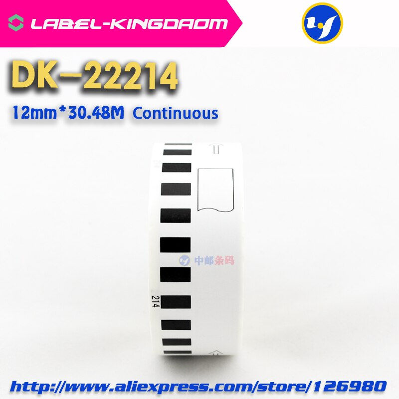 5 påfyllingsruller kompatible dk -22214 etiketter 12mm*30.48m kontinuerlig kompatible til bror etikettskriver hvit farge dk -2214