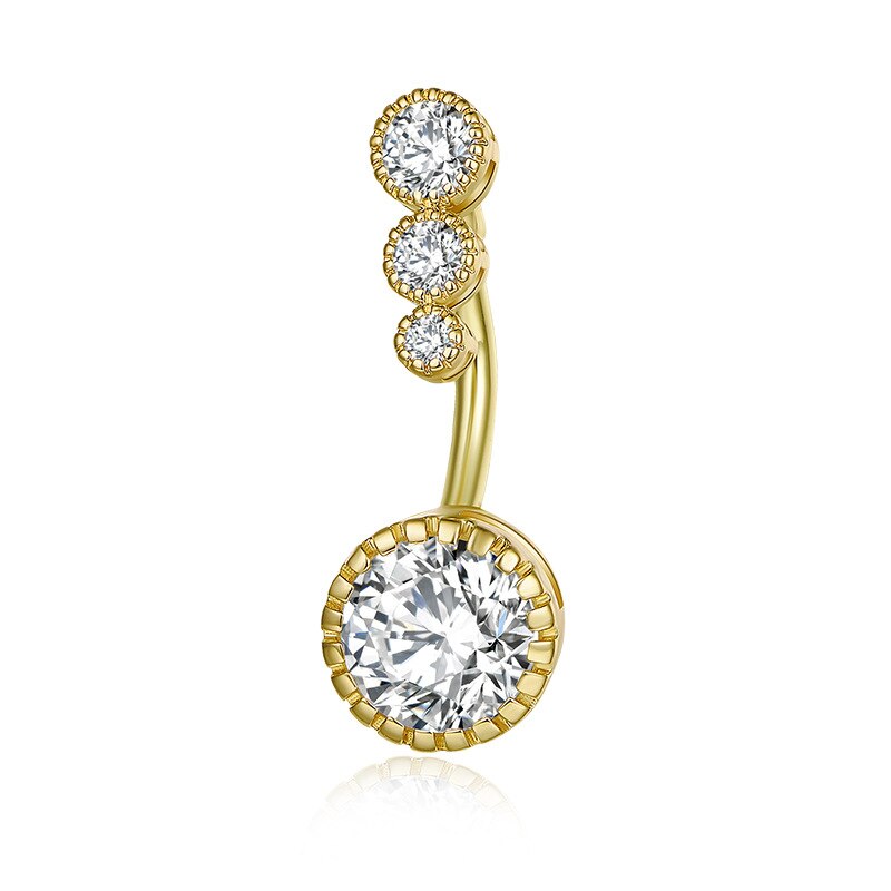 1pc Neue Zirkon Chirurgische Edelstahl Nabel durchbohren Blume Anhänger Bauchnabel Ringe Bauch durchbohren Körper Jewely: Gold
