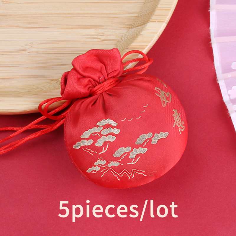 Sac en brocart traditionnel chinois, sac vide, prière pour la paix, sac à emporter, pendentif, sac brodé pour voiture: Red Ruyi
