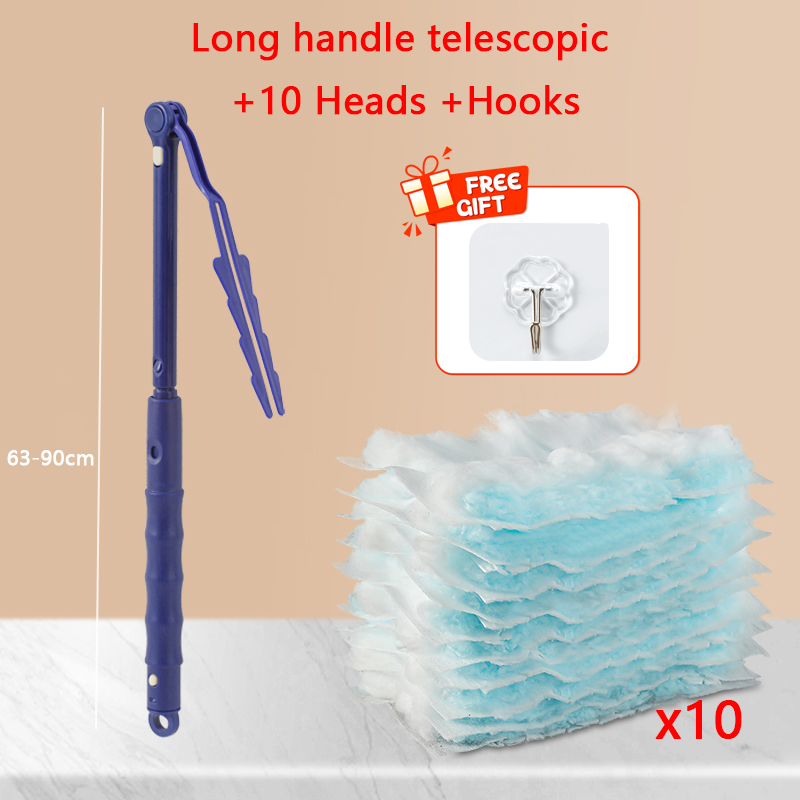 Plumeros desechables con cabezales de repuesto, recambios, cepillo de plumero a granel para limpieza de persianas de oficina en casa, herramienta de limpieza de superficies de coche: Azul