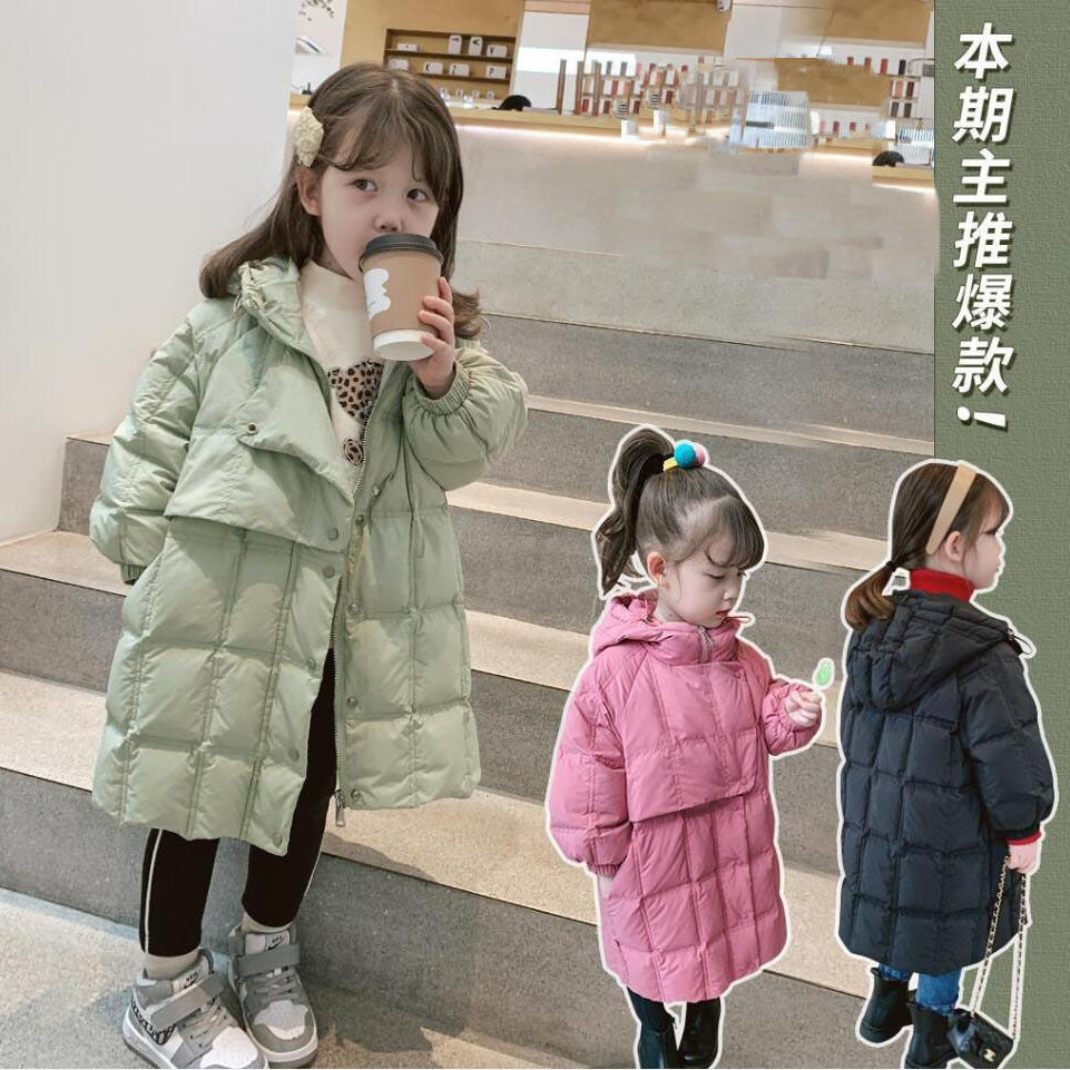Kore – manteaux mi-longs pour enfants, veste épaisse à la , manteau à capuche, combinaison de neige en coton pour adolescentes,