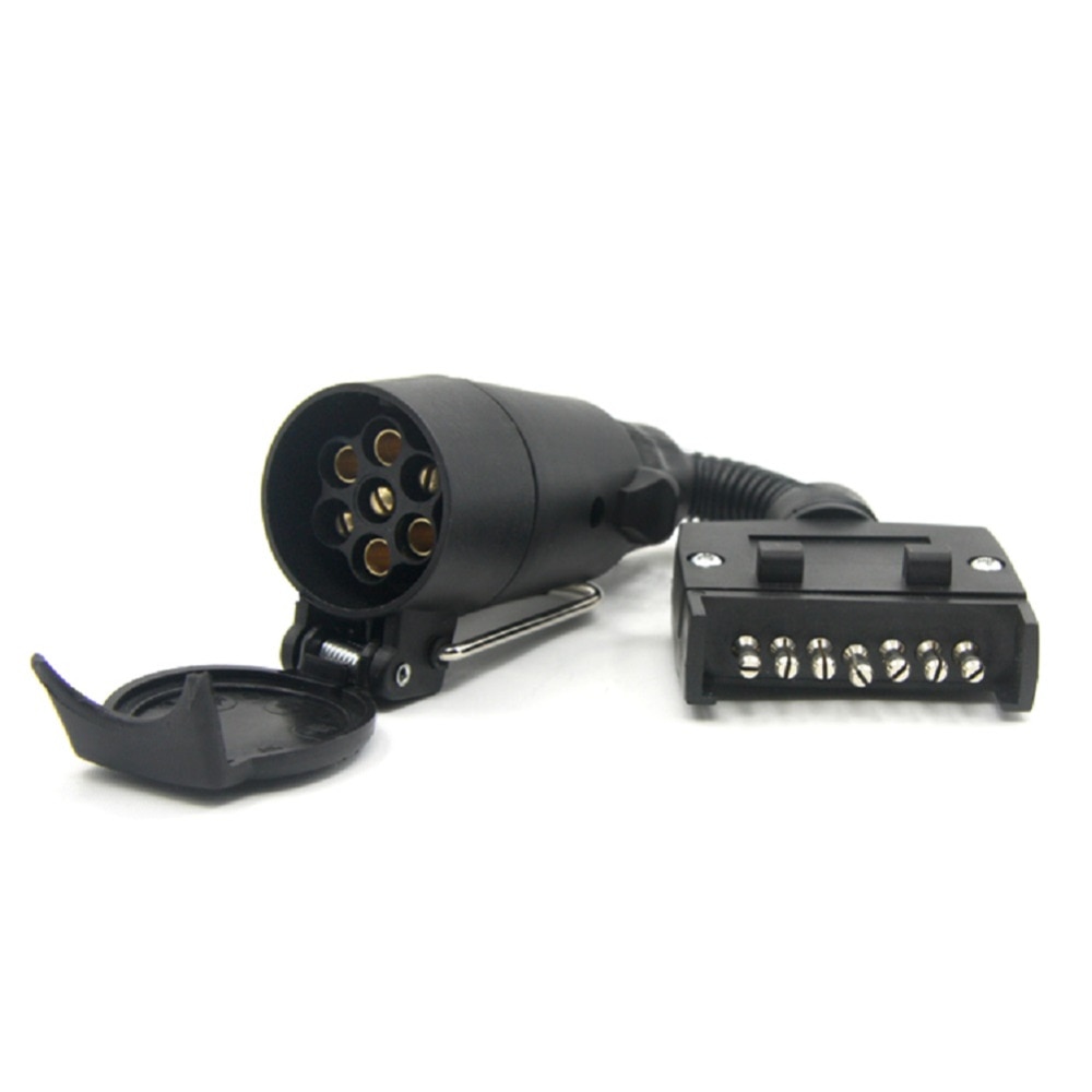 TIROL T21616b 7 Pin Plug ConnectorTrailer Boat Truck Parts Plug Adaptor 7 Pin Flat Plug to 7 Pin Large Socket with Clamp