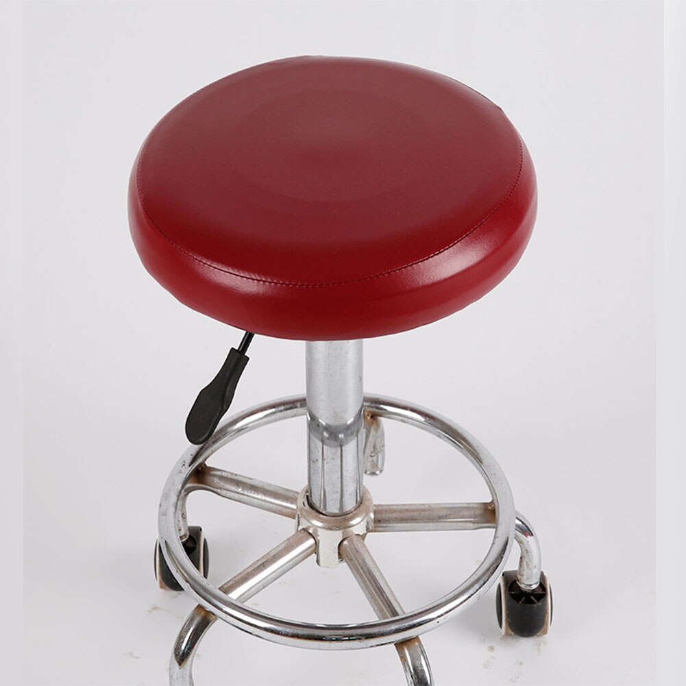 Housse de coussin de siège élastique rond en cuir PU, pour Salon, petit tabouret, extensible, couleur unie, protection de chaise, hôtel, maison