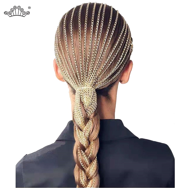 Bandeau Long avec pampilles à chaîne pour femmes, épingles à cheveux, bijoux pour mariée, accessoires de cheveux