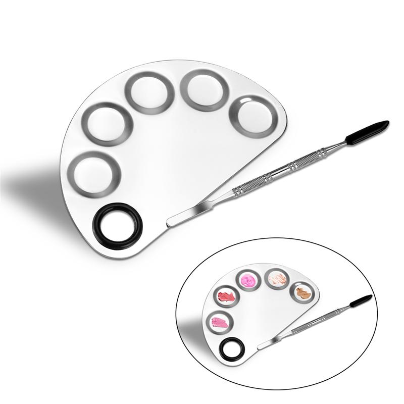 Pixnor 1Pc Nail Art Palet Rvs Praktische Duurzaam Manicure Palet Kit Met Spatel Tool Voor Meisjes Make-Up