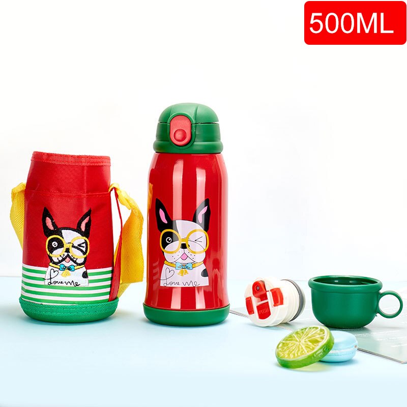 600/400ml enfants dessin animé bouteilles à boire Double couches 316 acier inoxydable Thermos eau enfants isolé tasses Portable maison Sc: HA321-red