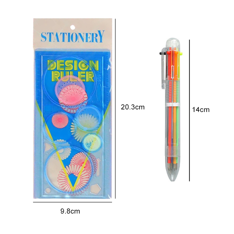 Modèles de peinture spirographe stylo à bille jouets de dessin pour enfants Puzzle art outil de bricolage multifonctionnel règle d'anniversaire TMZ: GRIS