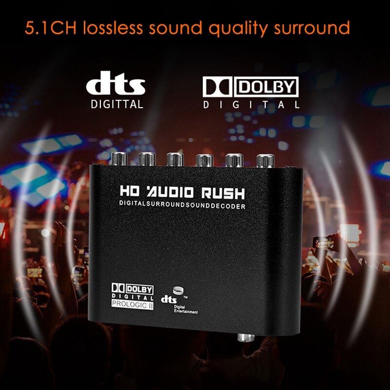 Audio Decoder,Digital Optical Coaxial To Analog Audio Converter 5.1 Audio Decoder AC3 Optical Digital Amplifier