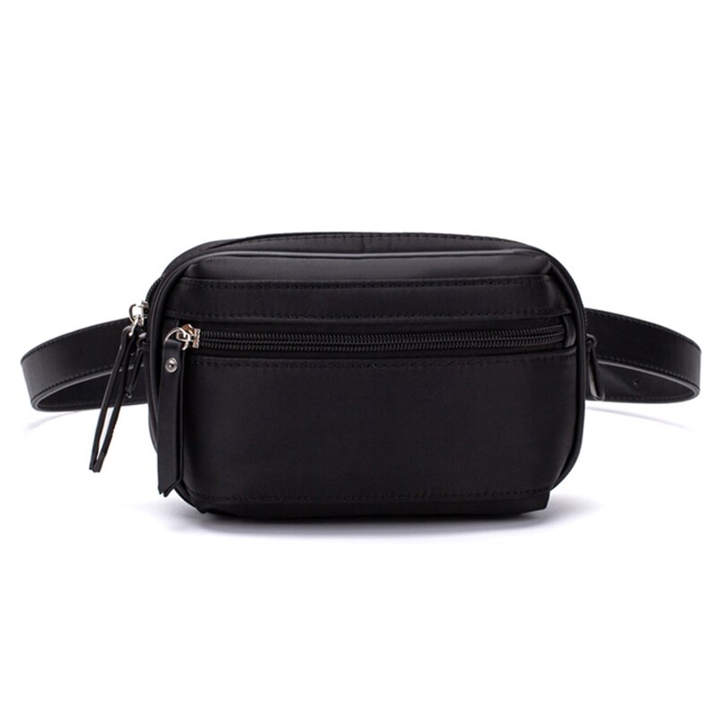 Annmouler Women Fanny Packs Nylon Waist Bag Black Zipper Chest Bag for Girl Phone Pouch Adjustable Belt Bag