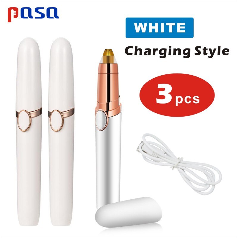 Electric Eyebrow Trimmer/Hair Remover /Mini Eyebrow Shaver Razor for: 3pcs Charging(White)