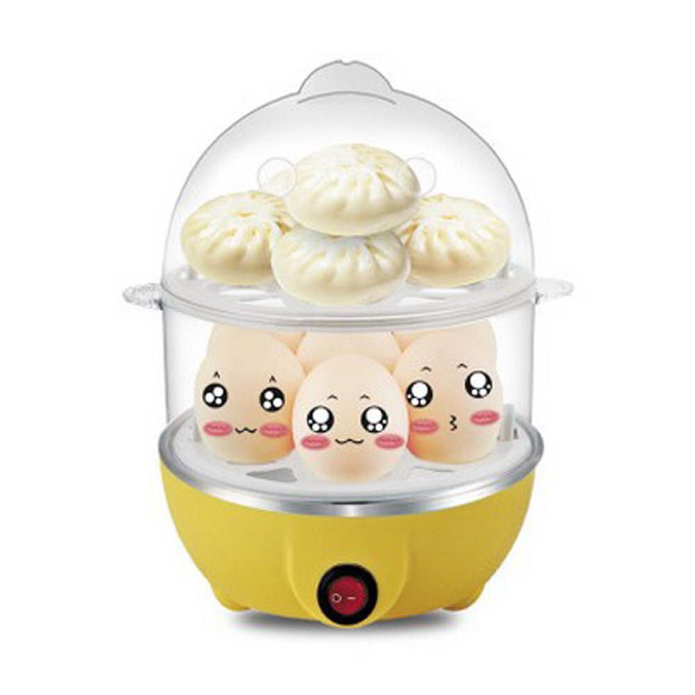 2-Layer Rapid Egg Cooker Steamer Electric Egg Poacher Boiler 14 Egg Capacity Removable Tray GQ: Yellow