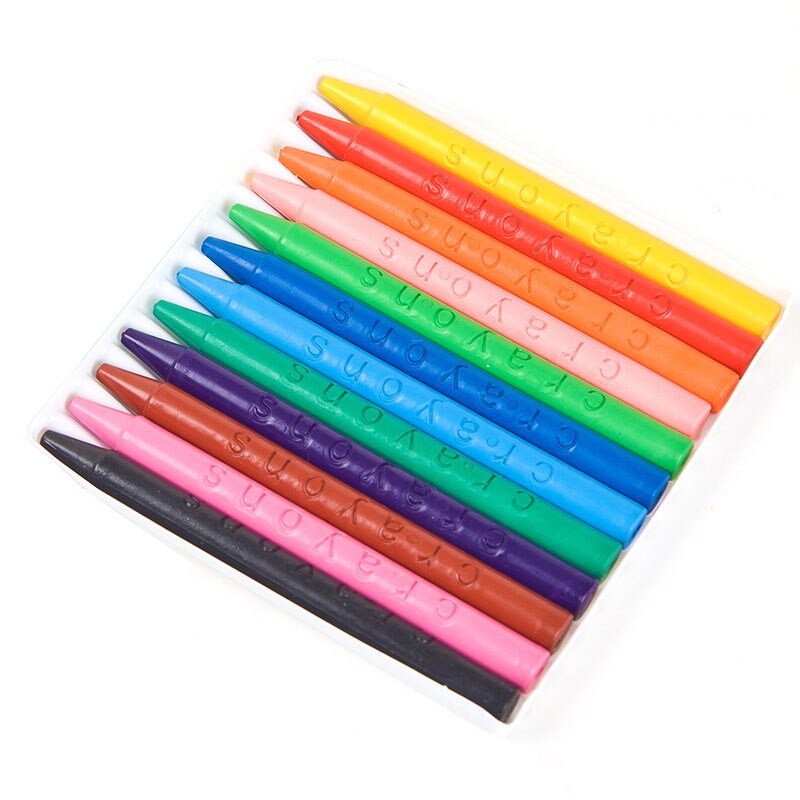 EZONE 12 Candy Colors Crayon Round Plastic Non-toxic Non-dirty hands Crayons For Children Painting Drawing School Office Supply