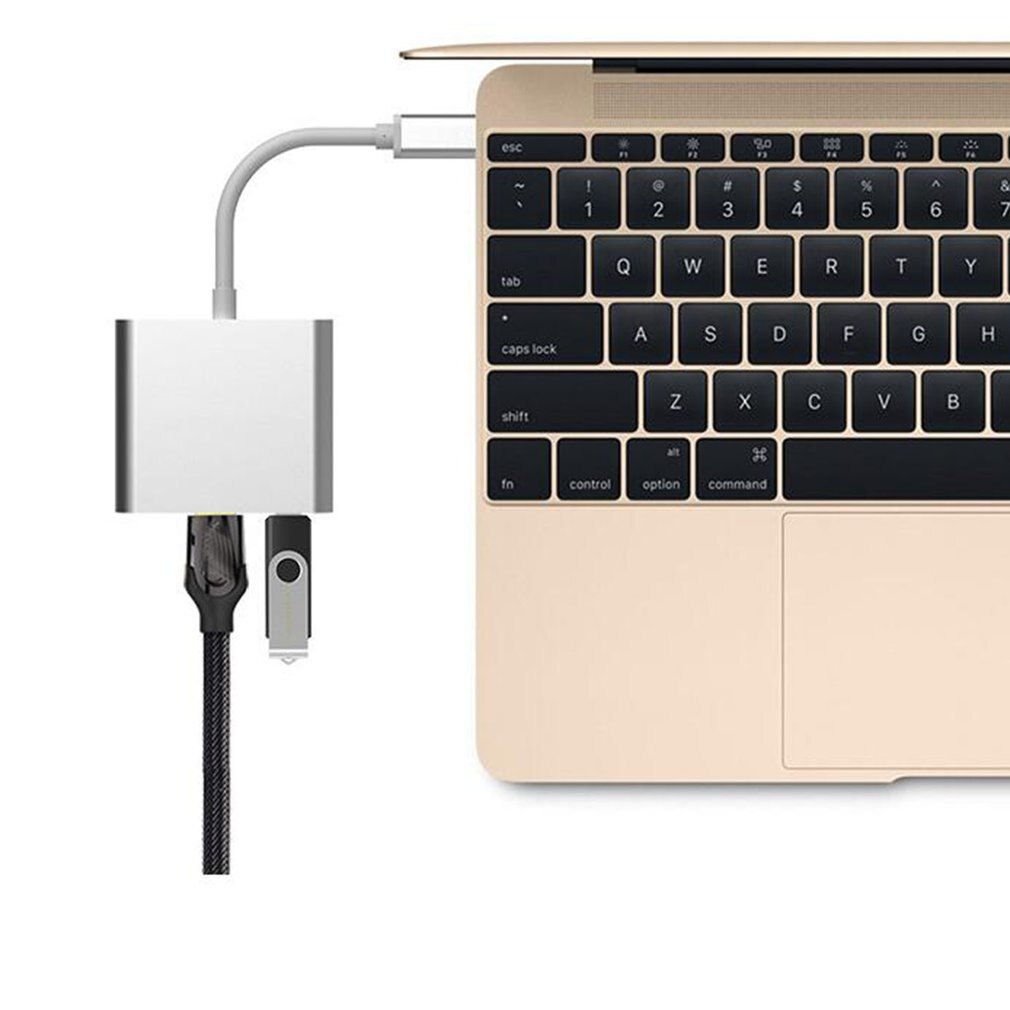3 In 1 Tragbare Usbc zu Hdmi 3,1 Konverter Adapter Typ c zu hdmi HDMI/USB 3.0/Typ C adapter Typ-C Aluminium Für Macbook
