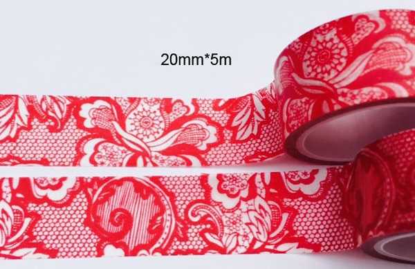 Smuk washi papir tape /20mm*5m røde blonder og sorte blonder maskering japan washi tape