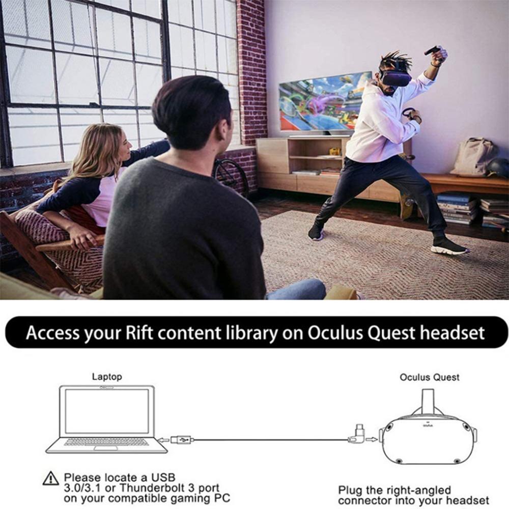Oculus Quest 2 VR Link USB3.1 Type-c Link 90 Degree Extension Cable Connector High Speed Data Transfer for VR Virtual Reality
