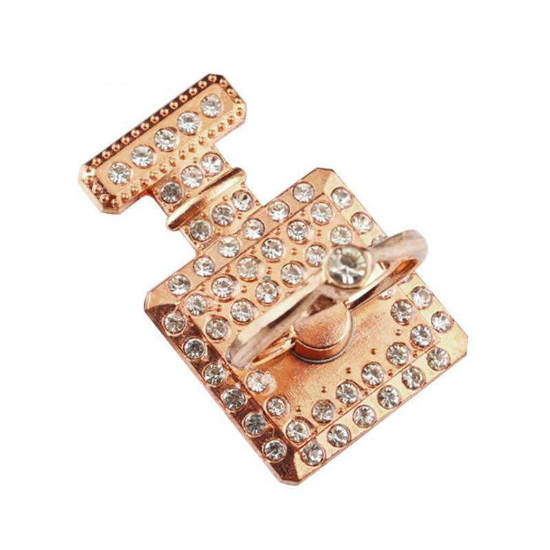 Soporte giratorio para teléfono móvil para mujer y niña, estrás amor corazón, hebilla de anillo para dedo, soporte para teléfono de escritorio: Type 3-Rose Gold