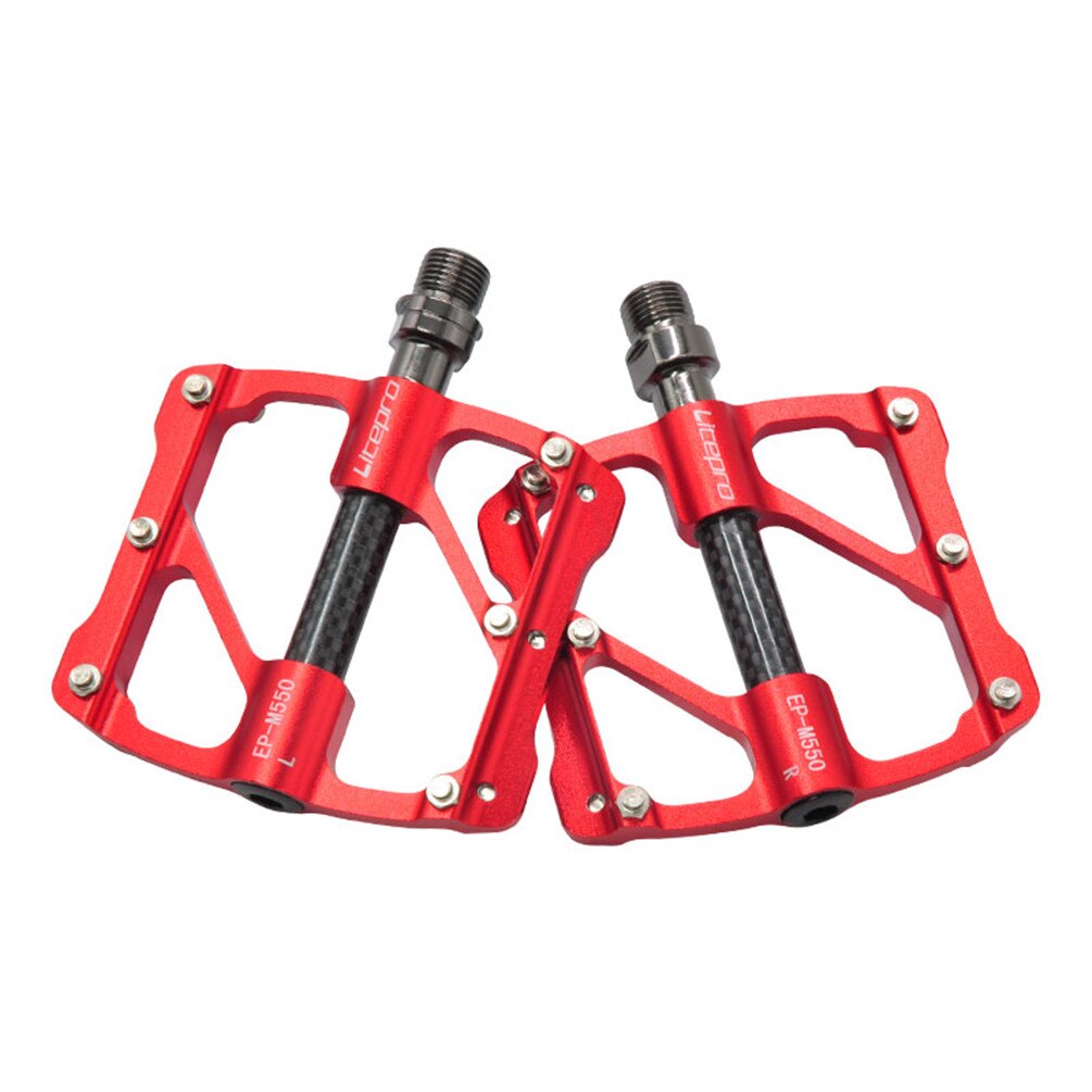 Litepro Carbon Fiber Pedals Non-slip 3 Sealed Bearing Folding Bicycle Pedals: red
