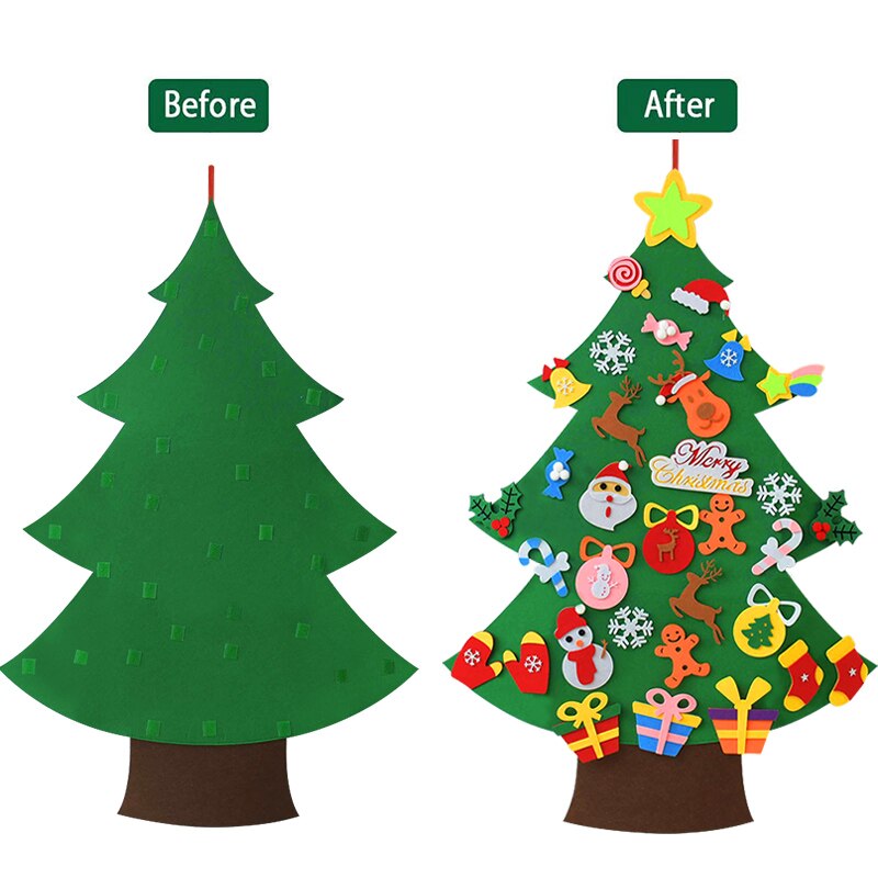 DIY Kids Felt Christmas Tree Christmas Decoration for Home Navidad Year Christmas Ornaments Santa Claus Xmas Tree