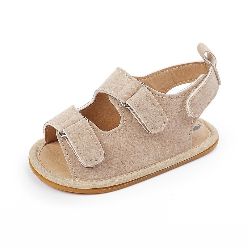 Nowe śliczne buty niemowlę dziewczynki oddychająca miękka sandały antypoślizgowe gumowe sandały na płaskim obcasie pierwsze buty robić chodzenia maluch sandały: Beige / 7-12 miesięcy