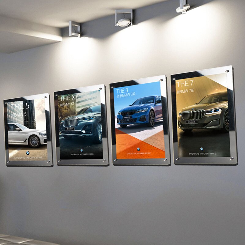 A4 Wall Mounted Glass Picture Photo Frame Show Window Sign Holder Poster Document Display Frame