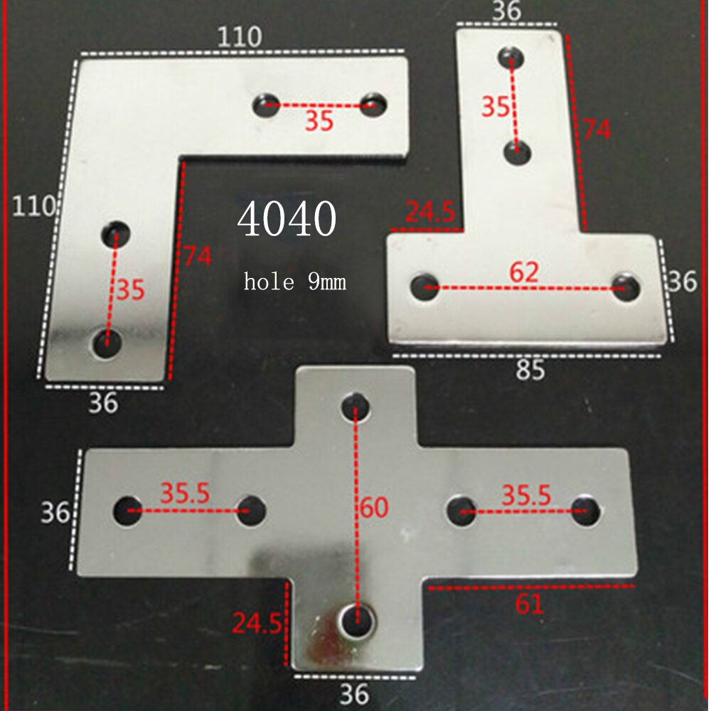 90 Degree Joint Board Plate Corner Angle Bracket Connection Strip for Aluminum Profile /3030/4040 L/T/Cross 4 Hole