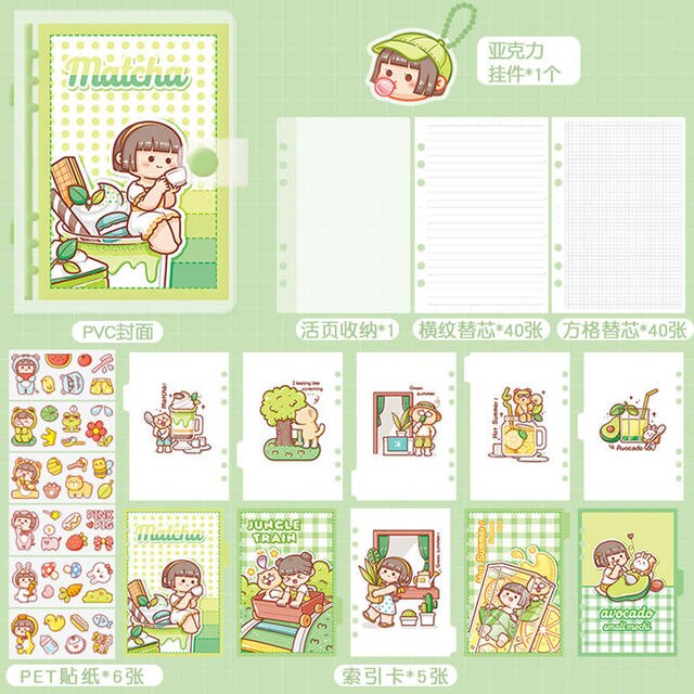 Loose-leaf Book Set Waterproof Loose-leaf Book Cute High-value Hand Ledger Cute Notebook: type1 A5