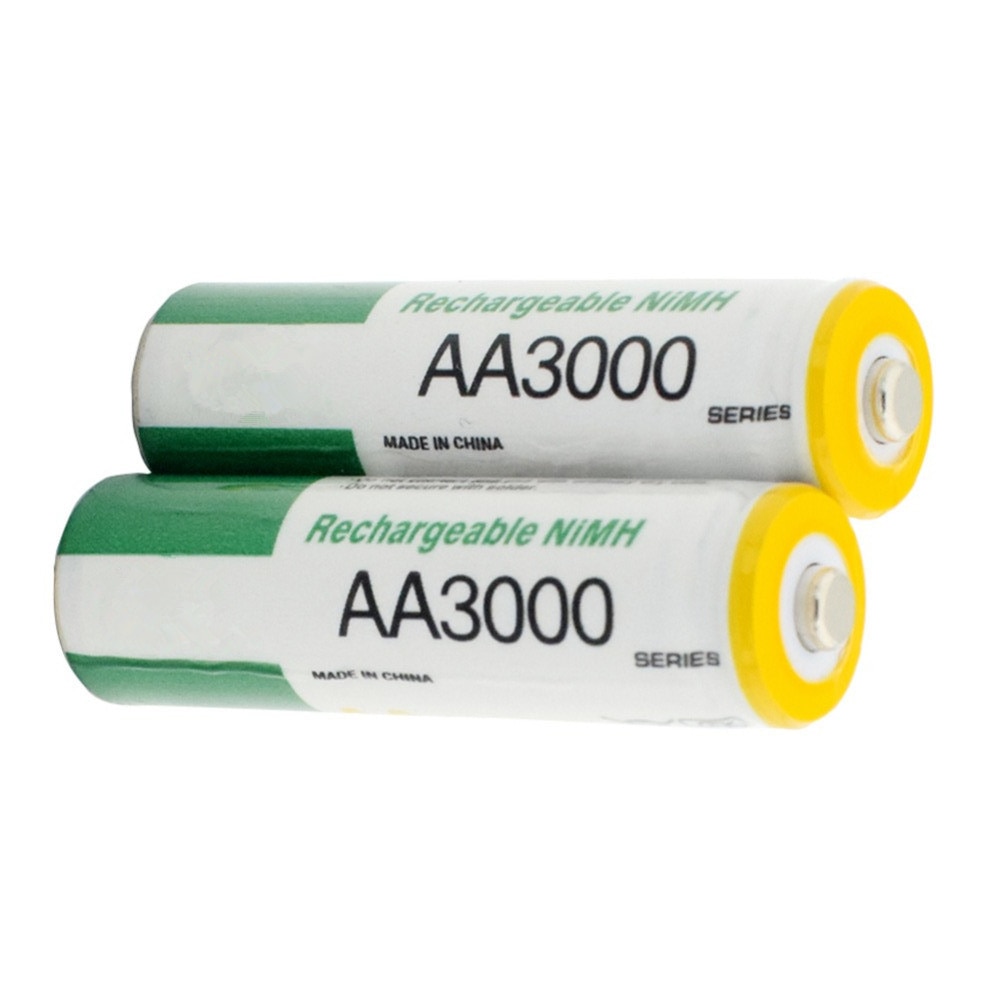 2 stuks/partij 1.2v aa oplaadbare batterijen met hoog vermogen en hoge dichtheid 3000 mah aa oplaadbare nikkel-metaalhydridebatterij