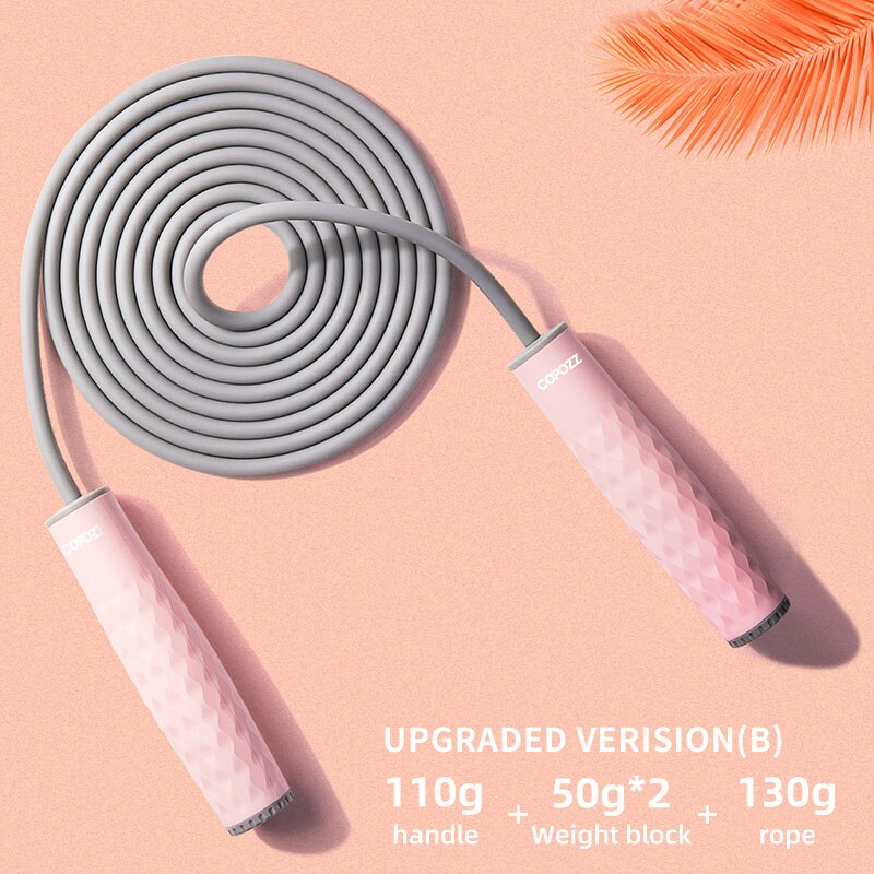 Doble cuerda de saltar de rodamiento de peso sin enredos velocidad rápida ajustable cuerda de saltar entrenamiento equipo de pérdida de peso: upgraded pink