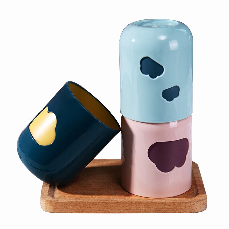 Kotitalouksien harjauskuppi moderni yksinkertainen sarjakuva pilvi muovi seinälle kiinnitettävä hammasharjateline kylpyhuoneen mukit