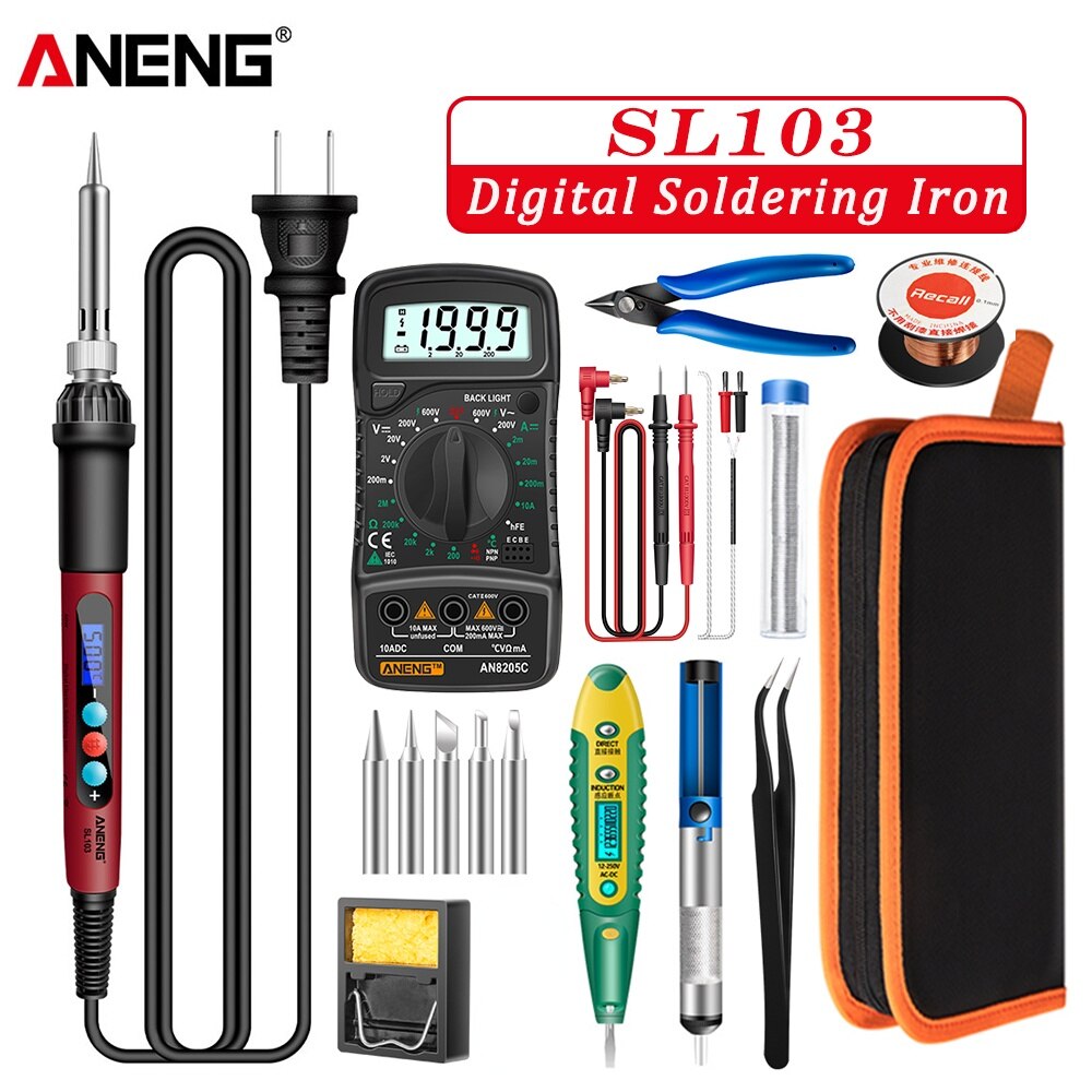 ANENG SL103 soldador estaño de estaño soldadura pirografo para madera puntas desoldador estaño pirograbador estacion de soldadura para electronica soporte soldadura cautin estación de soldadura soldar