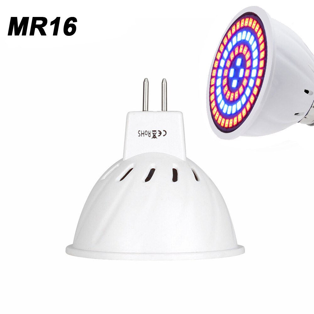 LED Plant Grow Light Bulb E26 E27 E14 MR16 GU10 B22 48LEDs-300LEDs for Flowers Vegetables Greenhouse Hydroponic Growing D30: MR16 / 48LEDs 220V