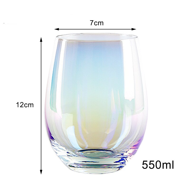 Luxury Lead-free Rainbow hammer Glass Cup Breakfast Milk Tea mug Coffee Juice Wine Cup Crystal Transparent Glass mugs: 550ml
