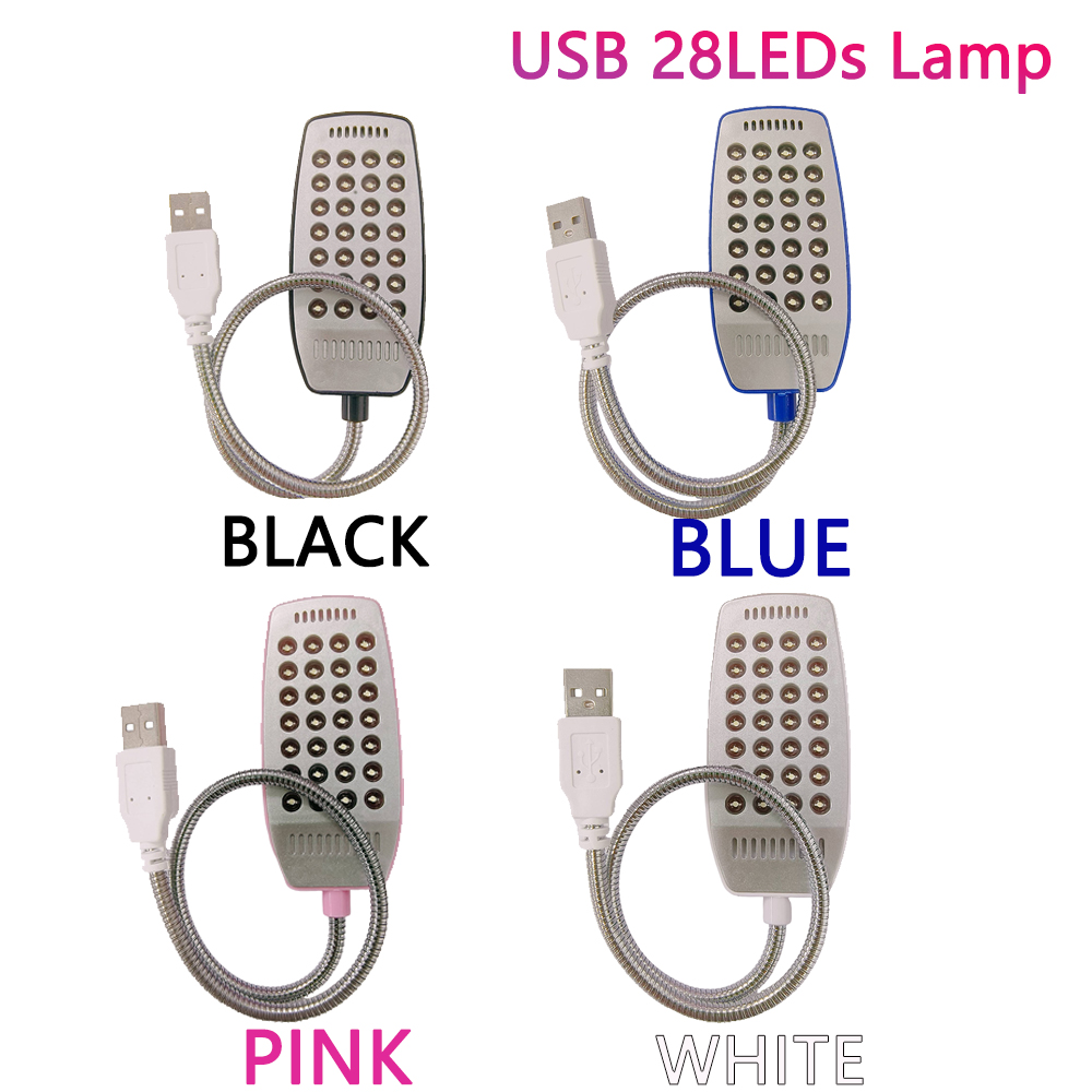 Lámpara de lectura ultrabrillante de 28 LED, luz LED portátil USB para libros, lámparas de mesa flexibles, lámpara de noche para ordenador PC