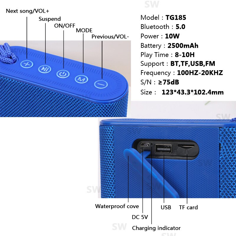 Mini Altoparlante del Bluetooth Portatile Piccolo Colonna Wireless Music Center Subwoofer BoomBox 3DStereo Altoparlanti USB per I Telefoni con TF di FM