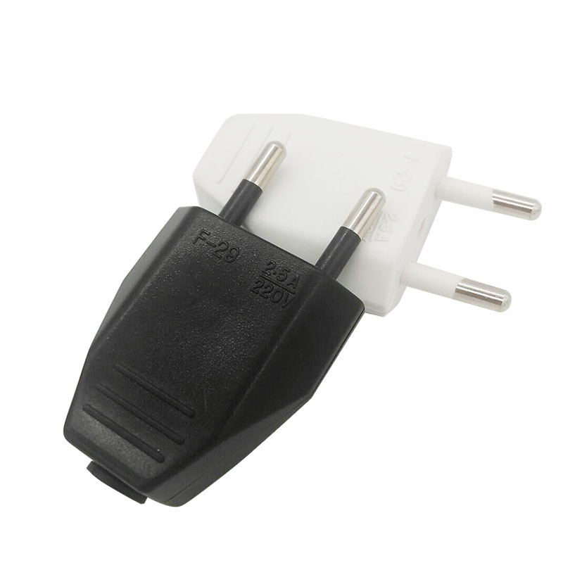 EU Plug Man 4.0mm 2 kern Elektrische Plug Rewirable Gemonteerd Netsnoer Stekker Voor Kleine Ventilator verlichting