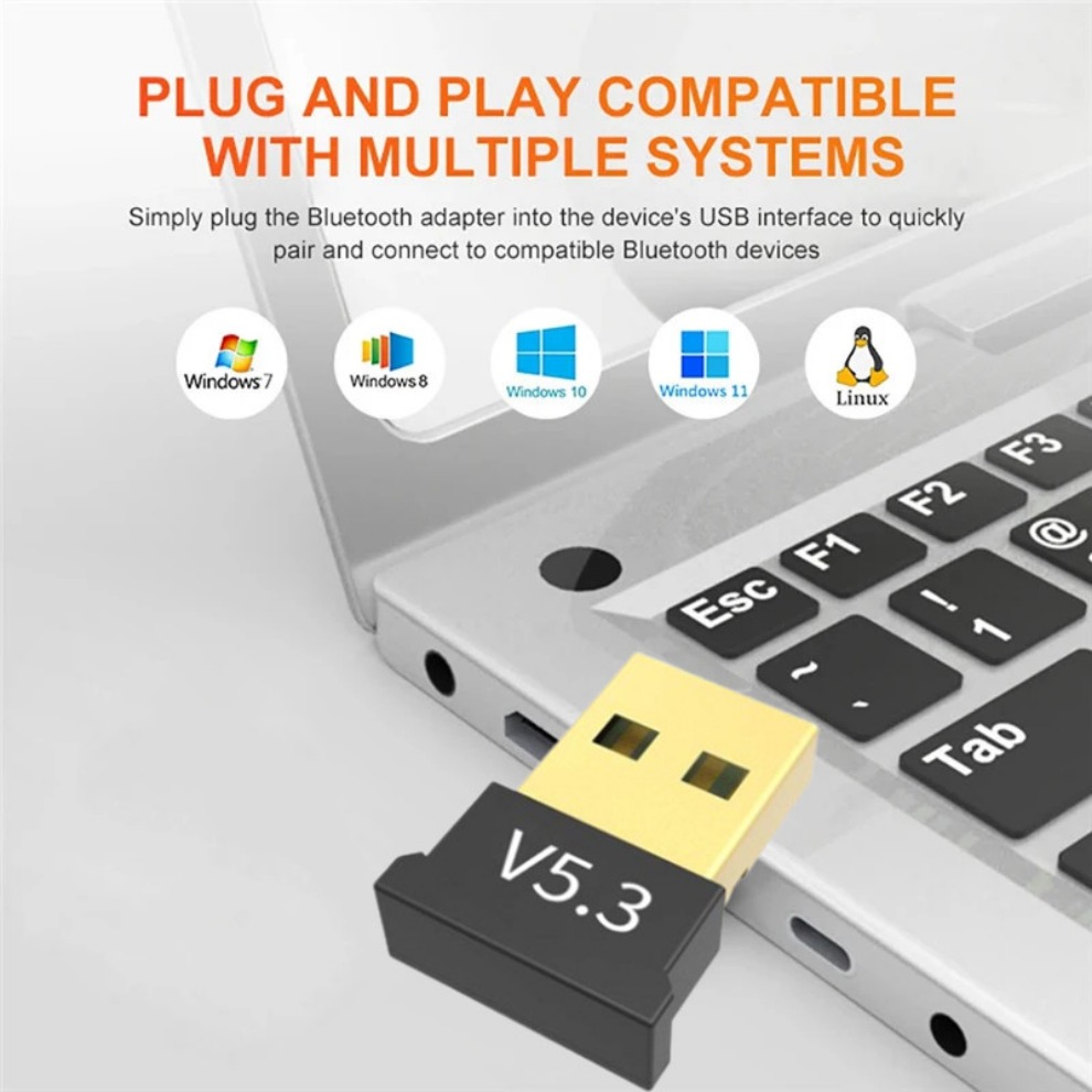 USB Bluetooth 5.3 Adapter Transmitter Receiver Wireless USB Bluetooth Audio Adapter Bluetooth Dongle for PC Computer Laptop