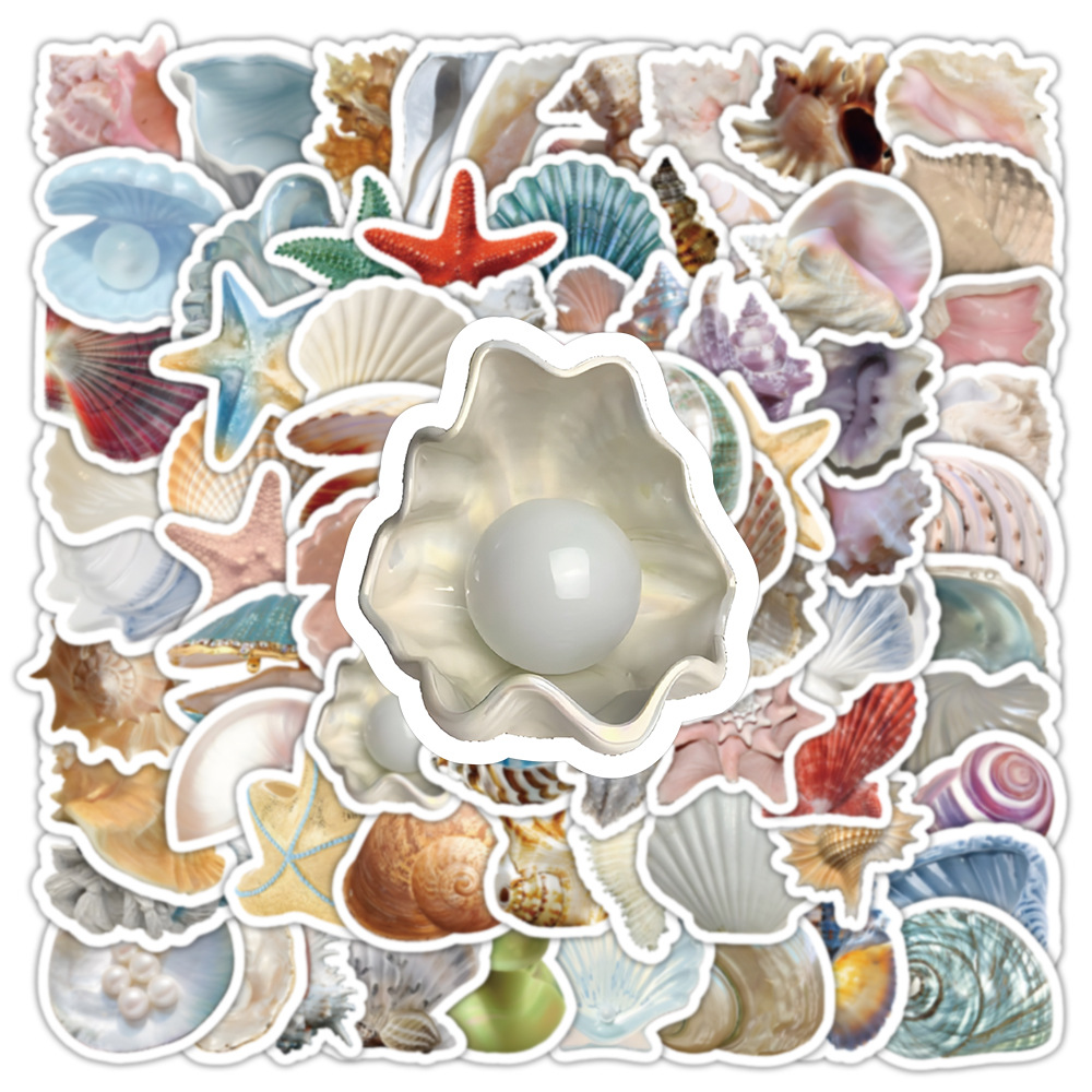 thumbnail image 2 of 50packs Sea Shell Stickers Water Bottles Laptop Car Phone Guitar Skateboard Computer Shells Vinyl Sticker Waterproof Cute Aesthetic Decals For Teens Boys Girls Adults P 17926931 2 of 10